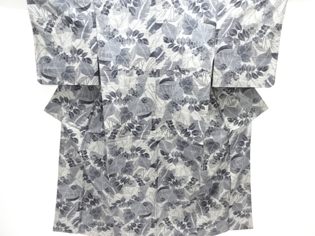 JAPANESE KIMONO / FLORAL PATTERN WOVEN- TSUMUGI KIMONO